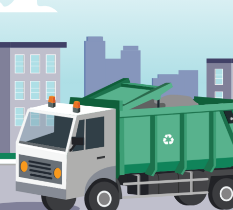getekende afvalophaalwagen